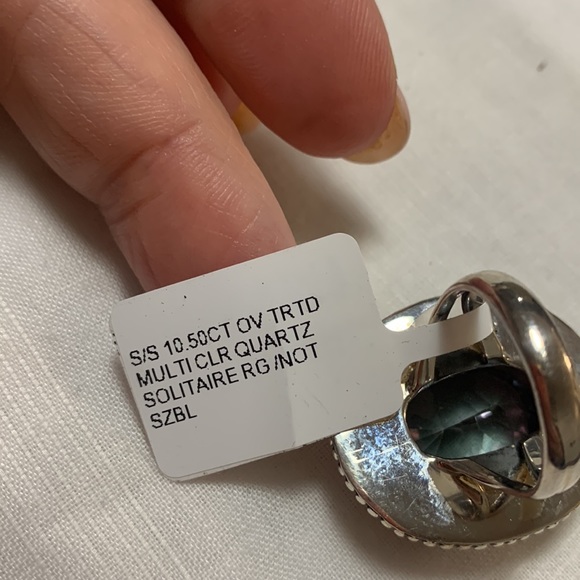 NWT JTV 10.50 CT OVAL MULTI COLOR QUARTZ STERLING SILVER RING - Picture 6 of 6